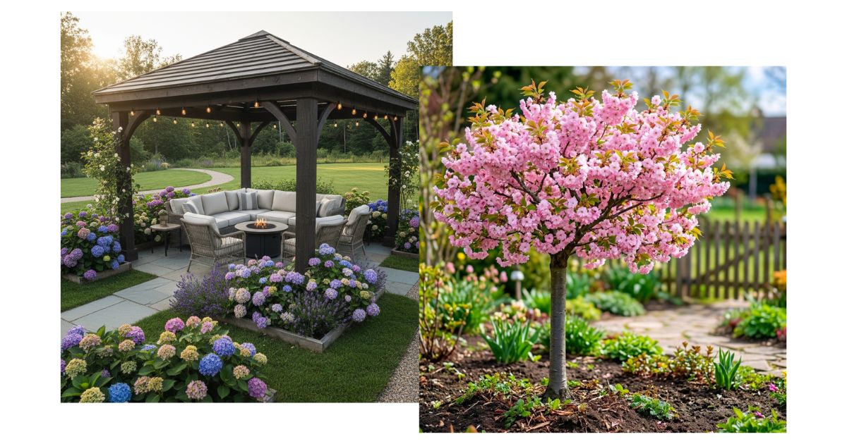 Zdjęcia wzorcowe altany i wiśni piłkowanej pobrane z internetu