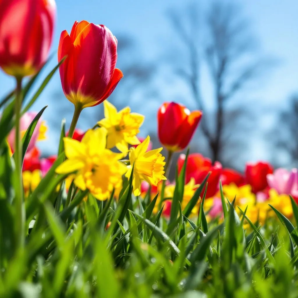 Wiosenne aranżacje ogrodowe z tulipanami i żonkilami