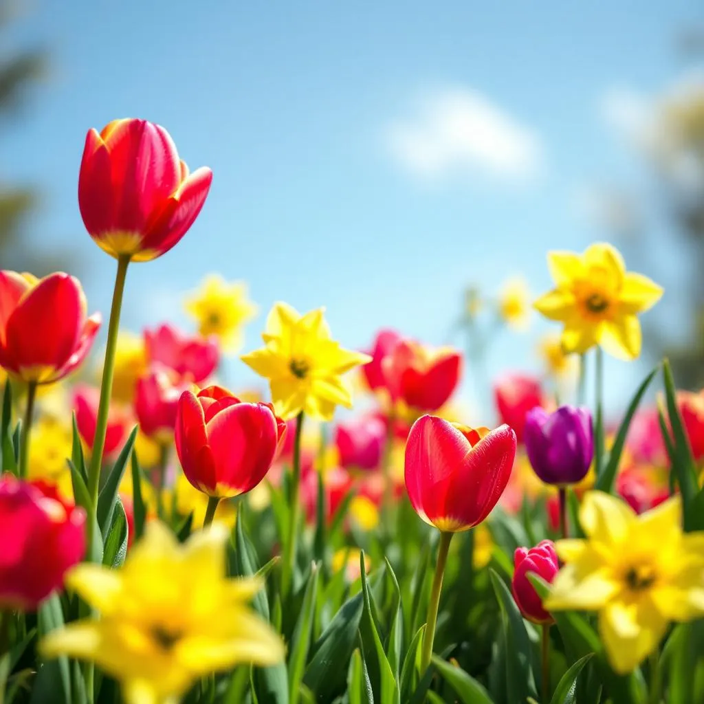 Wiosenne aranżacje ogrodowe z tulipanami i żonkilami