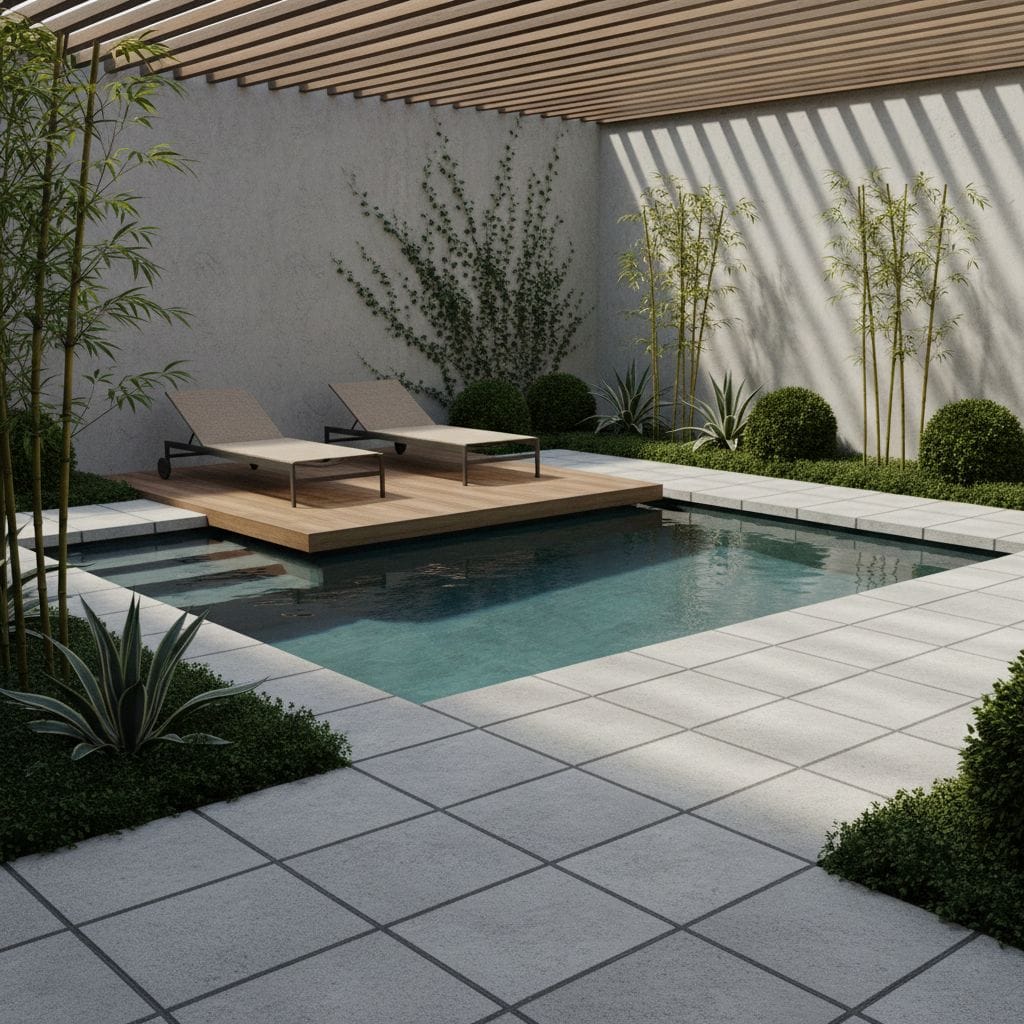 Nowoczesny ogród z plunge pool: minimalizm i funkcjonalność